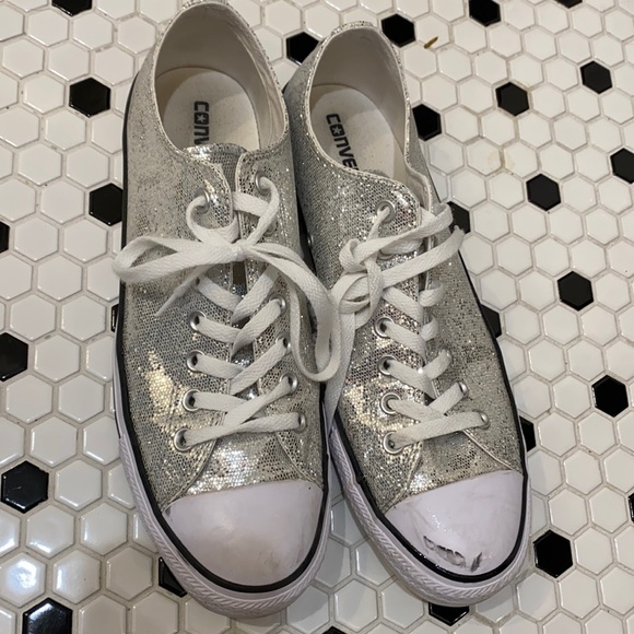 silver sequin converse